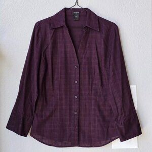 100% Cotton Shirt Blouse Top, Ann Taylor 6, Burgundy